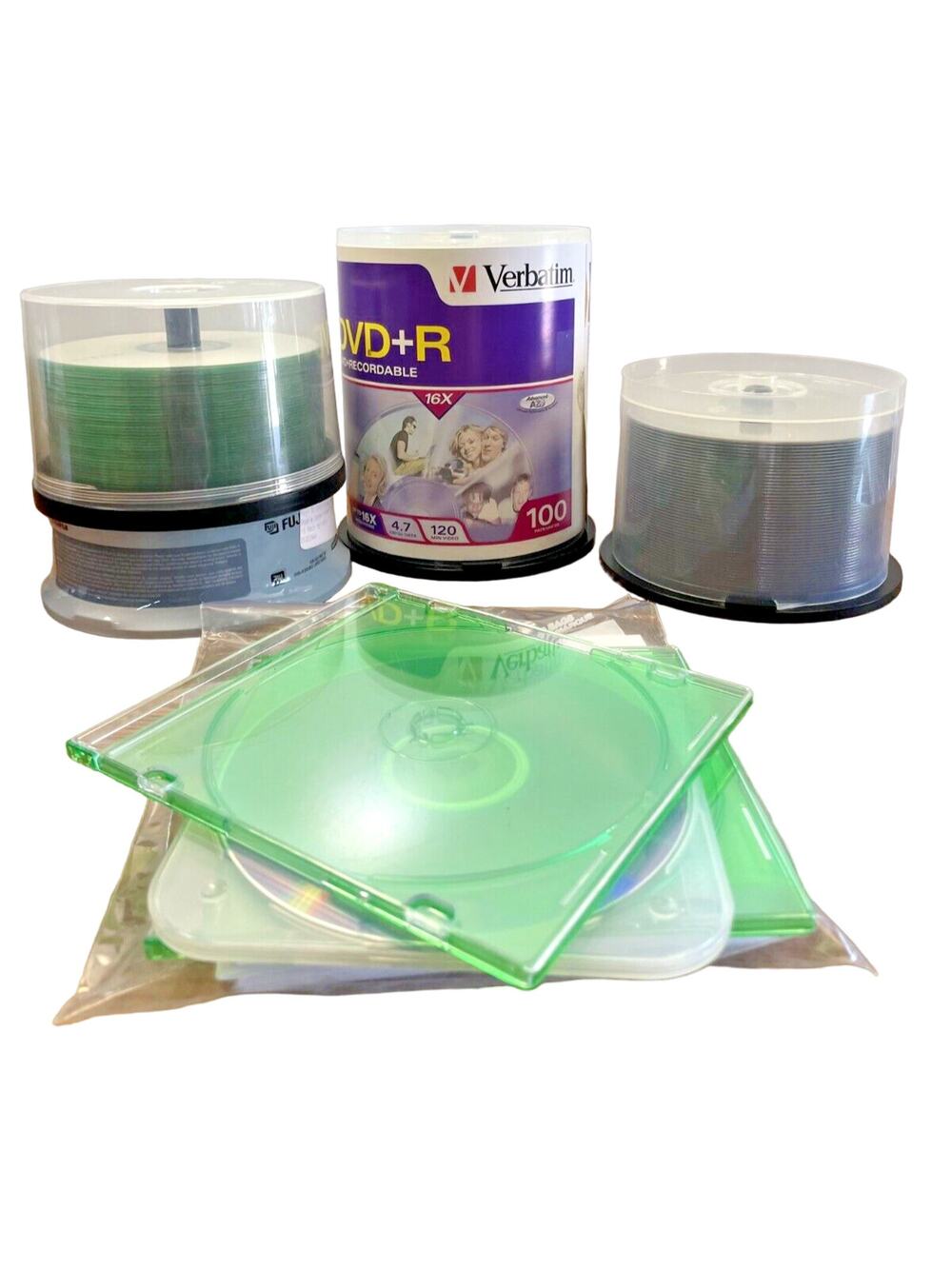 Recordable Disc Lot Verbatim DVD+R 4.7GB, Fujifilm CD-R & Mixed Brands